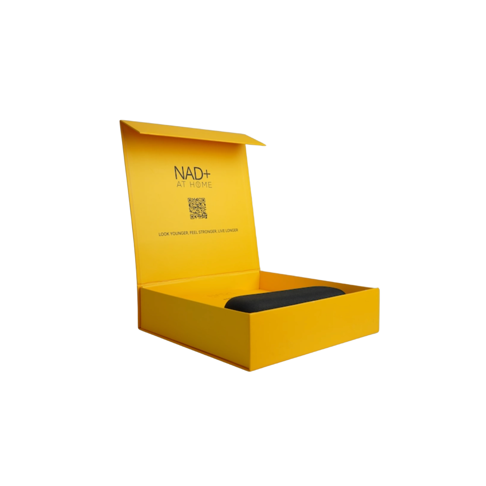 A  NAD+ At Home Injection Pen kit including a premium auto-injector pen, two cartridges, a travel case, micro-needles, antibacterial wipes, and a sharps bin.