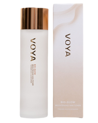 Voya Bio-Glow skincare bottle and packaging on a white background