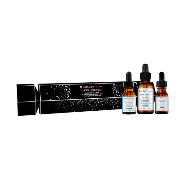 Skinceuticals CLEAR + CORRECT Silymarin CF 30ml + Blemish + Age Defense 15ml + Free Silymarin CF 15ml Bundle
