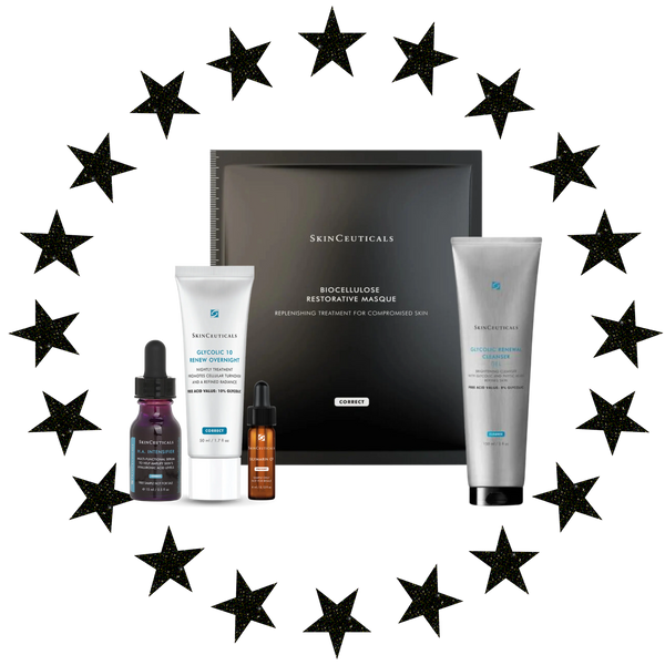 Skinceuticals Glycolic Glow + Recovery Glycolic Wash 150ml, Glycolic 10 Renew 50ml, Biocellulose Restorative Masque Bundle