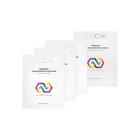Three ClinicCare Premium Time Reverse Hydrogel Face Mask sachets on white background