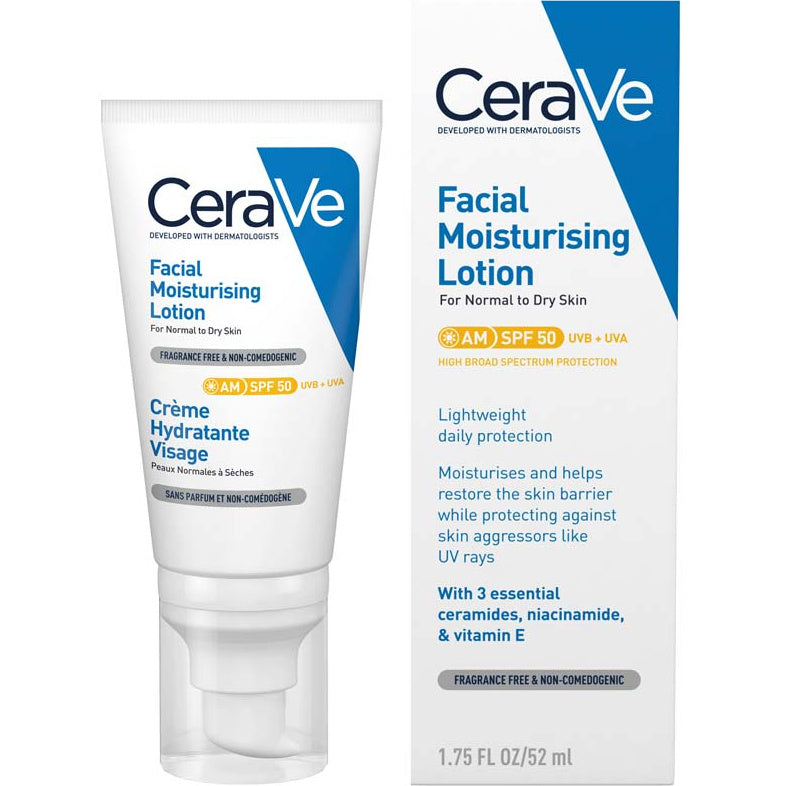 CeraVe AM Facial Moisturising Lotion SPF 50 52ml – front view