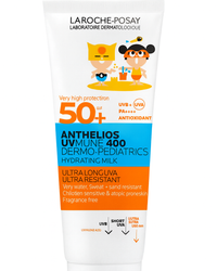 Laroche-Posay sunscreen cream tube for children on a white background
