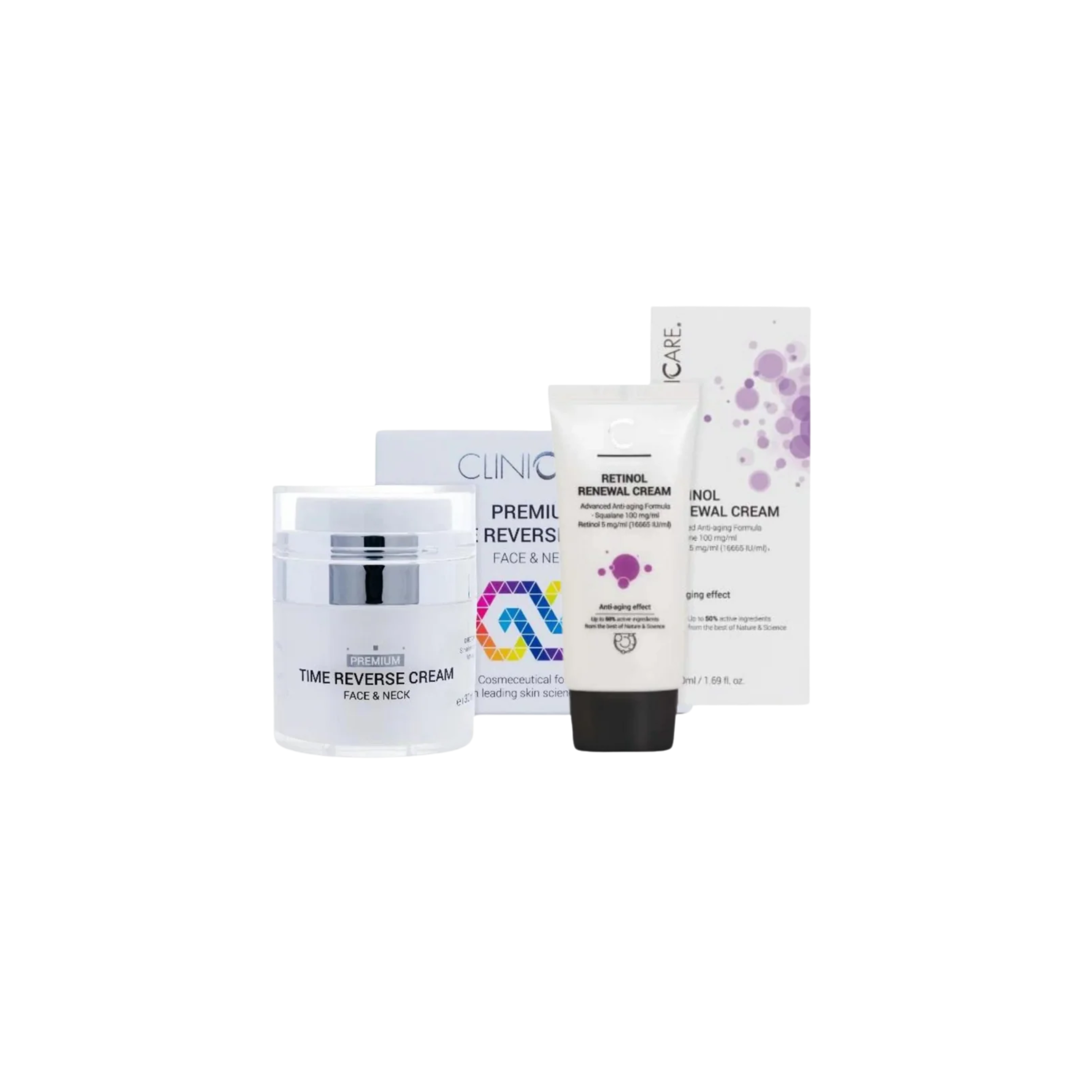 ClinicCare The Time Reverse Premium Time Reverse Cream + Retinol Renewal Cream Bundle