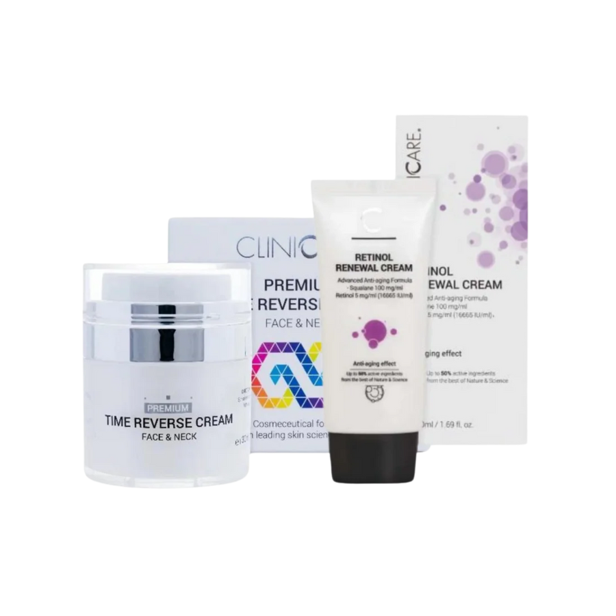 ClinicCare The Time Reverse Premium Time Reverse Cream 30ml + Retinol Renewal Cream 50ml Bundle