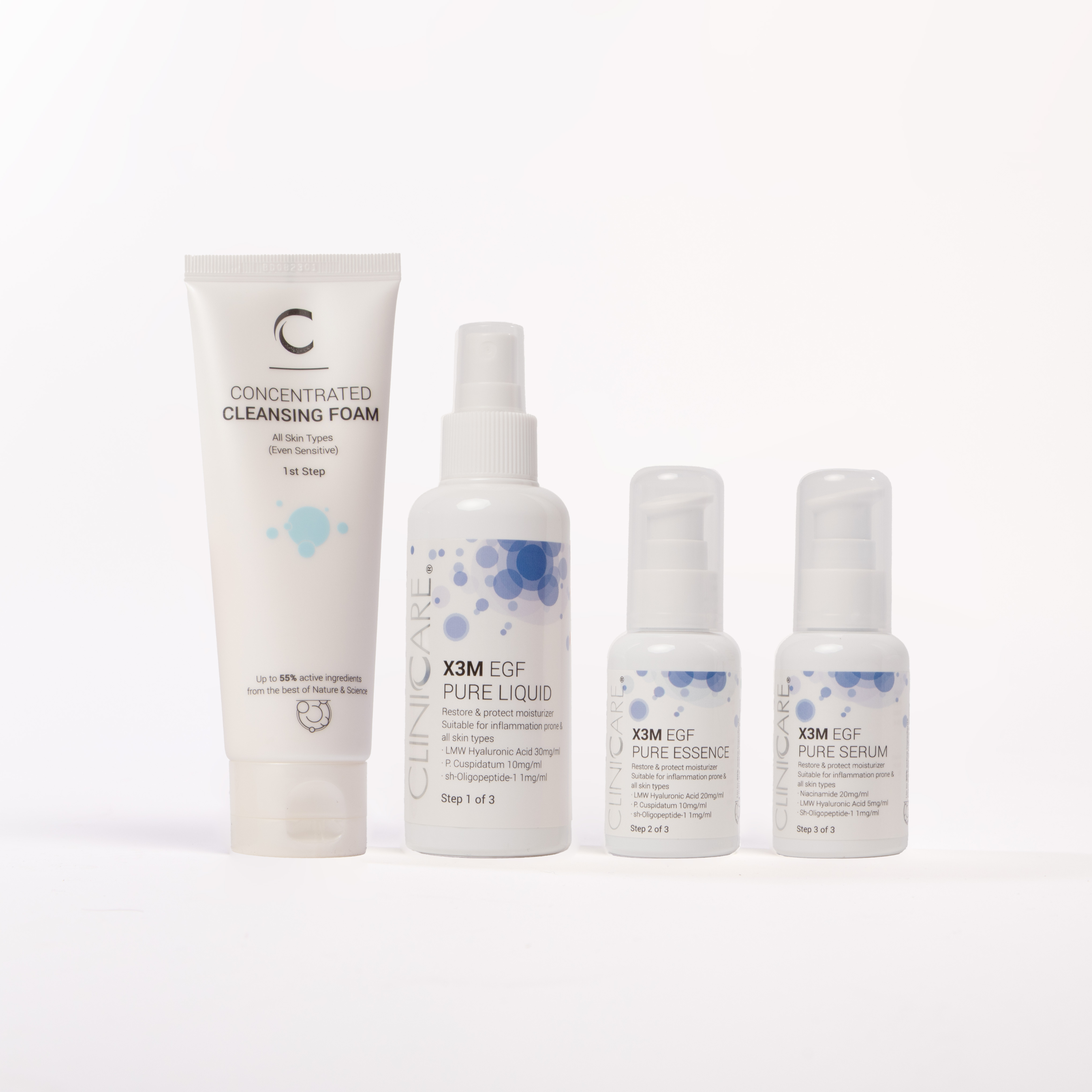 bundle cliniccare egf 3 step skincare range