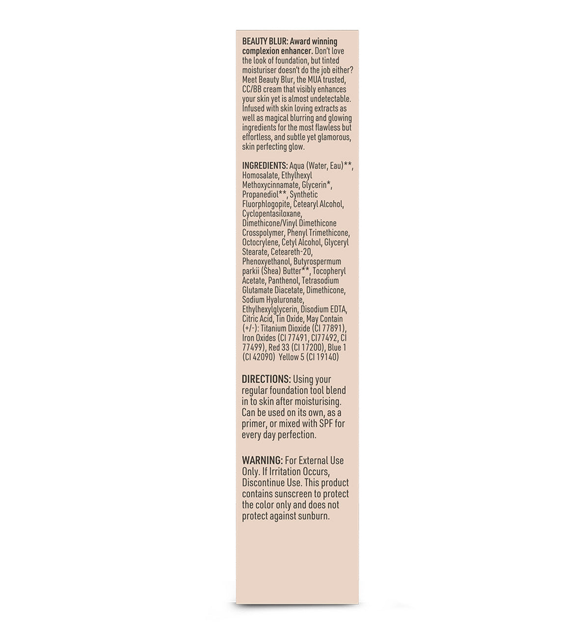 Product label with detailed text on a beige background