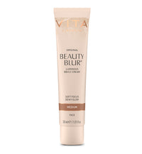 A tube of VITA Liberata Original Beauty Blur Luminous BB/CC Cream in Medium shade, designed for the face, with a pump dispenser.