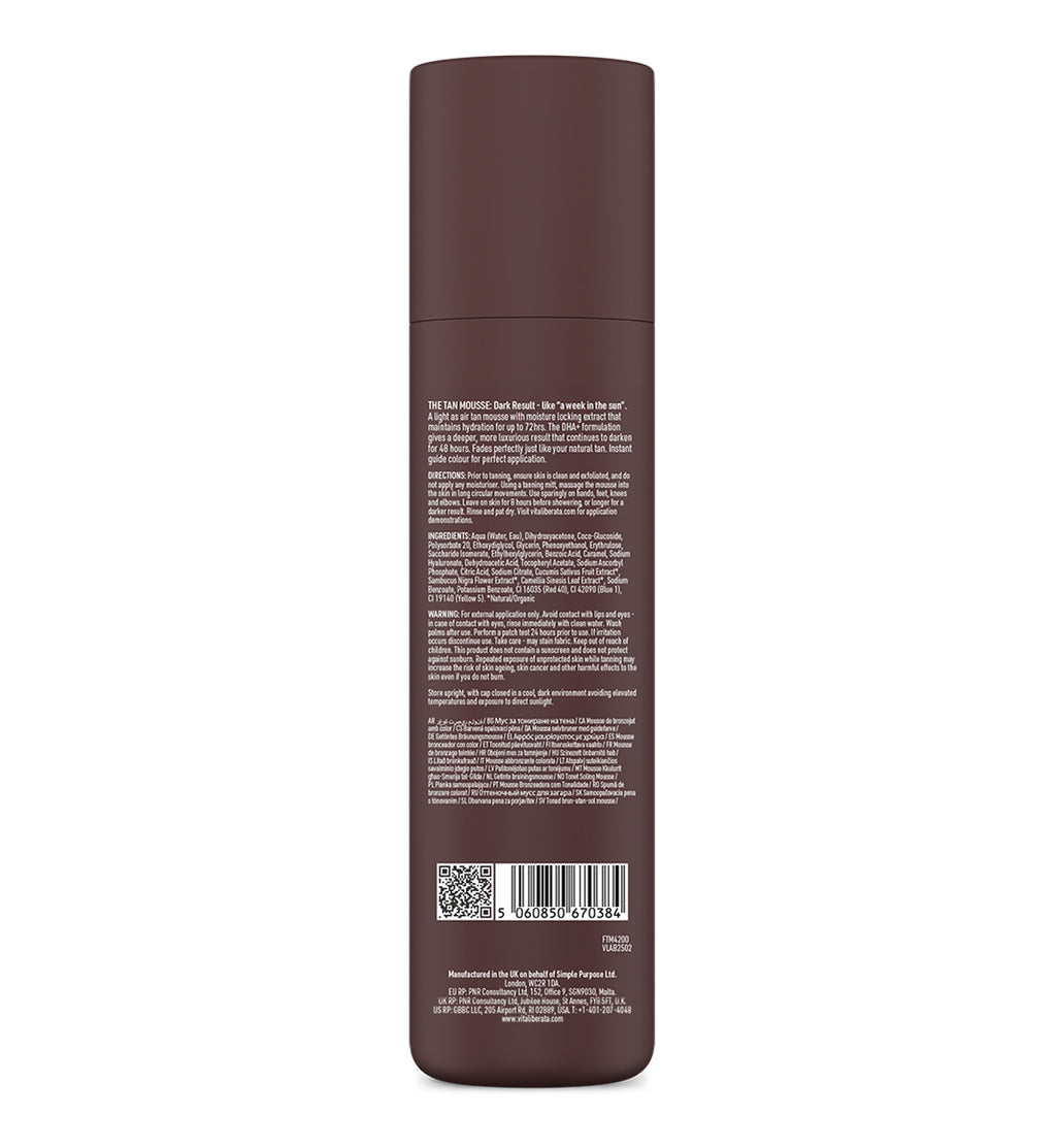 Vita Liberata The Mousse, Tinted Lasting Serum, Dark back of pack