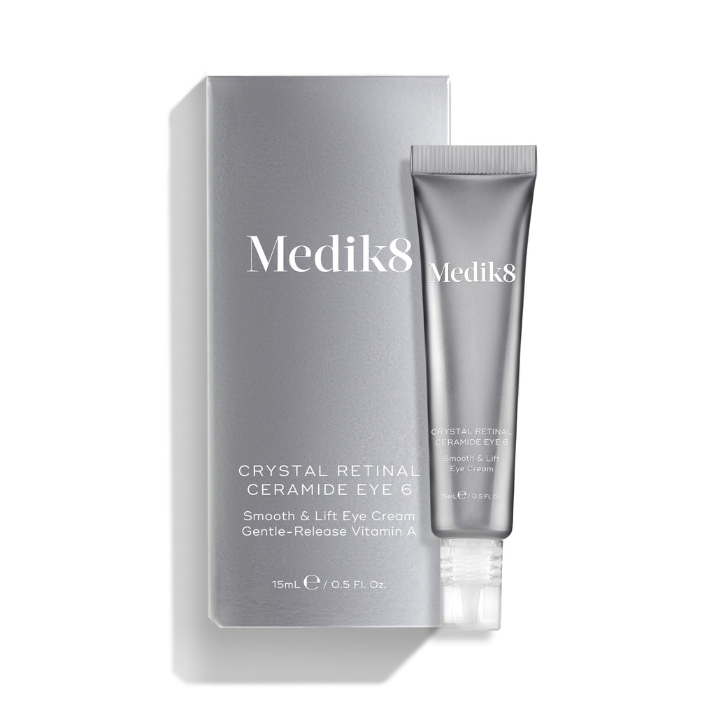 Medik8 Crystal Retinal Ceramide Eye 6 cream tube and packaging on a white background