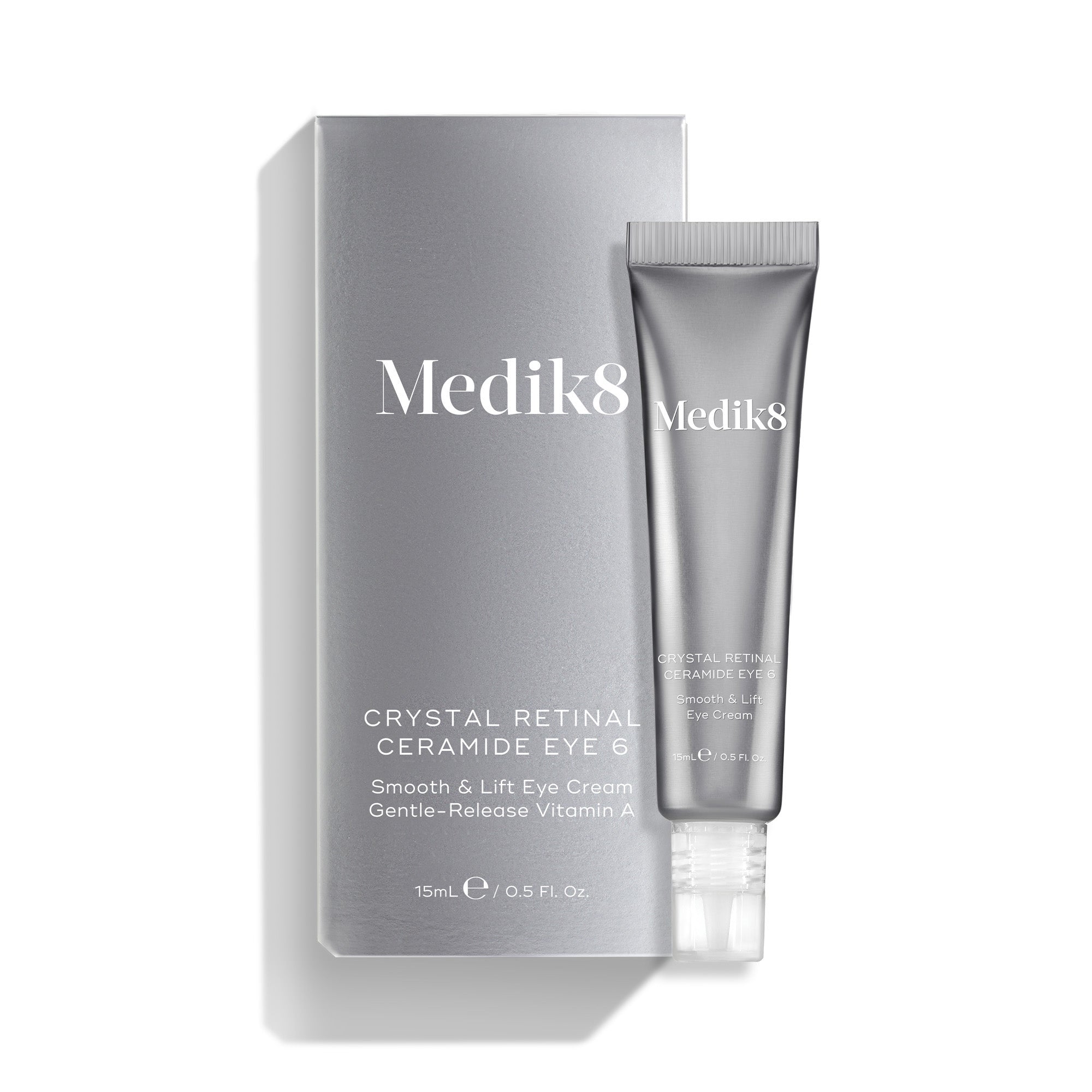 Medik8 Crystal Retinal Ceramide Eye 6 cream tube and packaging on a white background