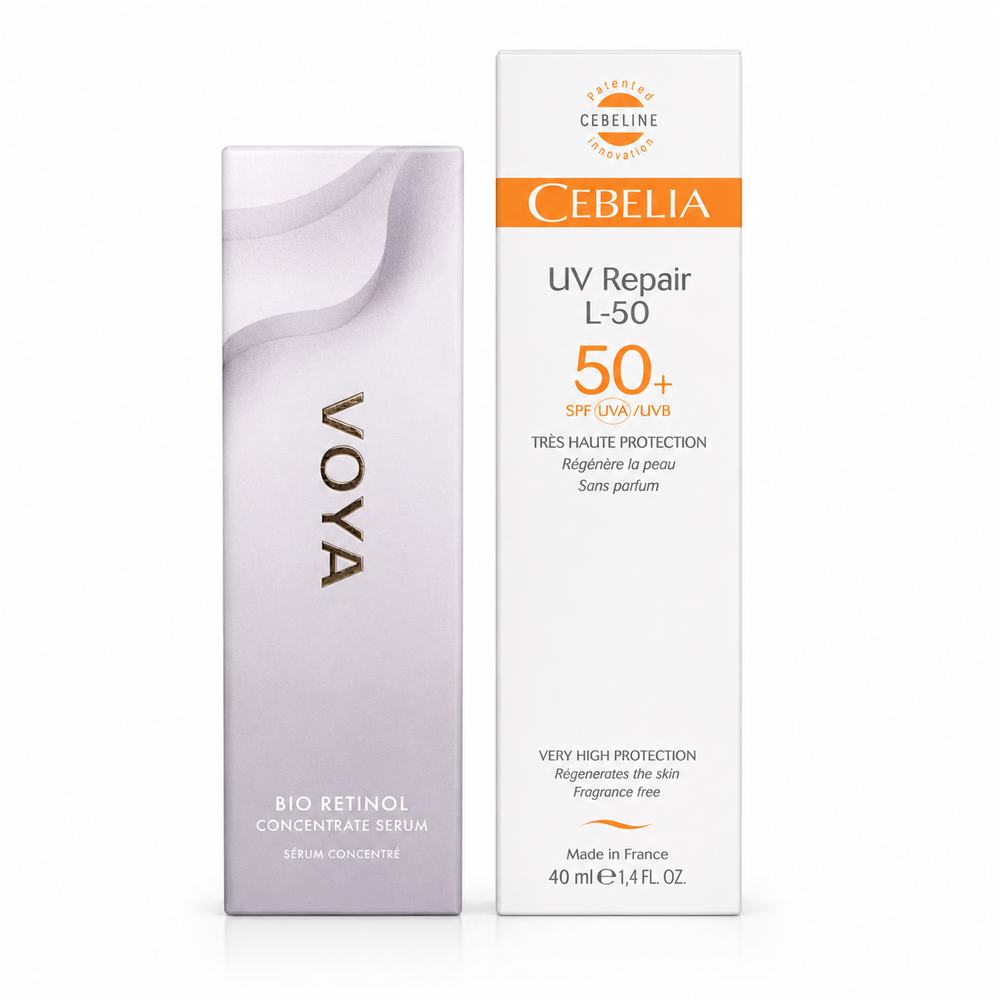 VOYA Bio Retinol Concentrate Serum 30ml + Cebelia UV Protect L-50 Repair SPF 50+ 40ml Bundle