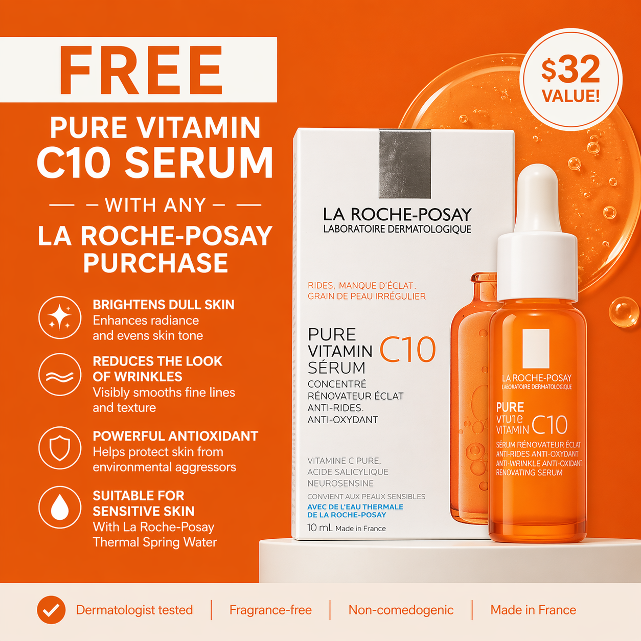 Vitamin C12 10ml Serum Free With Any La Roche Purchase