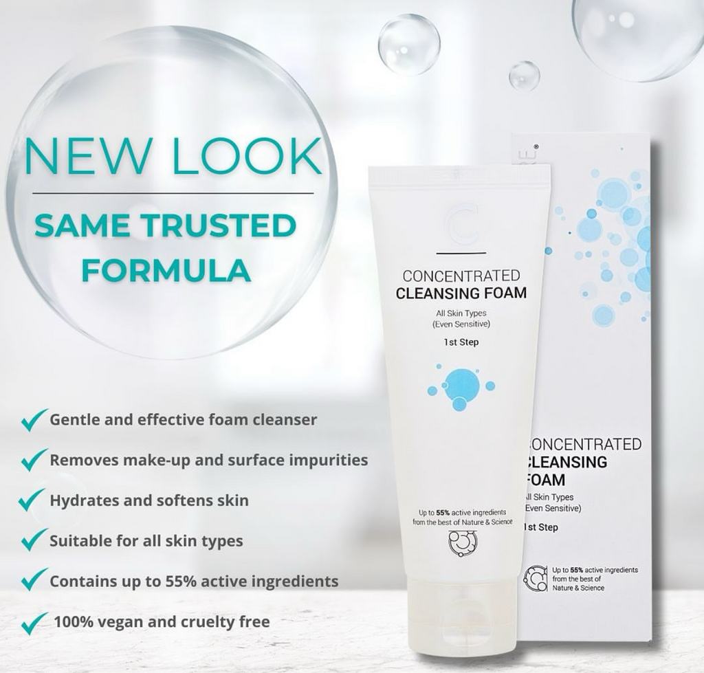 New packaging same old formula ClinicCare concentrated cleaning foam 
Make up remover all skin types vegan and cruelty free