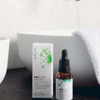 ClinicCare X3M Glow Booster promotional graphic with product description for dark spots and uneven skin tone