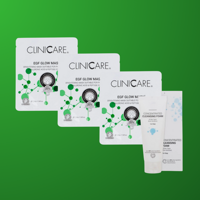 ClinicCare EGF Glow Masks x3 + Concentrated Cleansing Foam Bundle