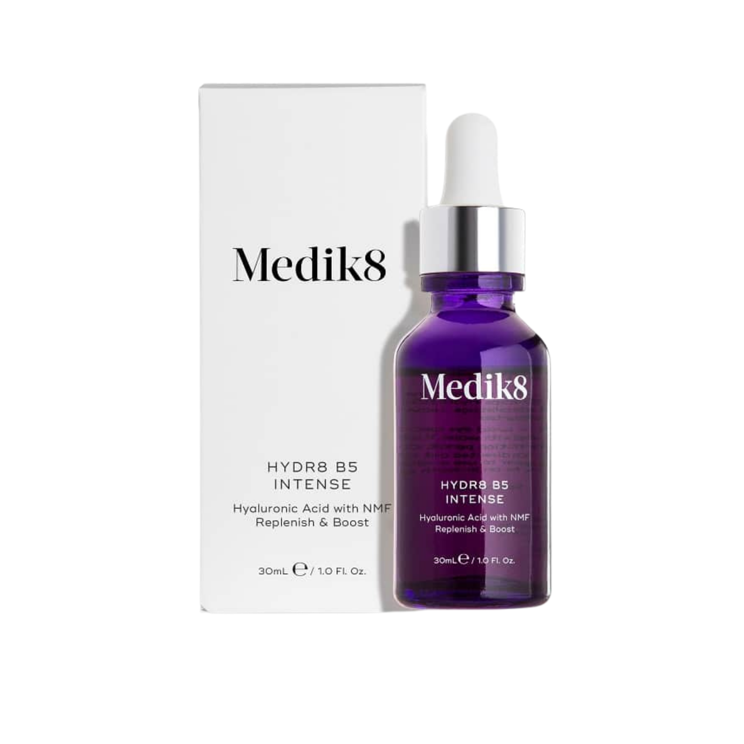 Medik8 Hydr8 B5 Intense serum bottle with packaging on a white background