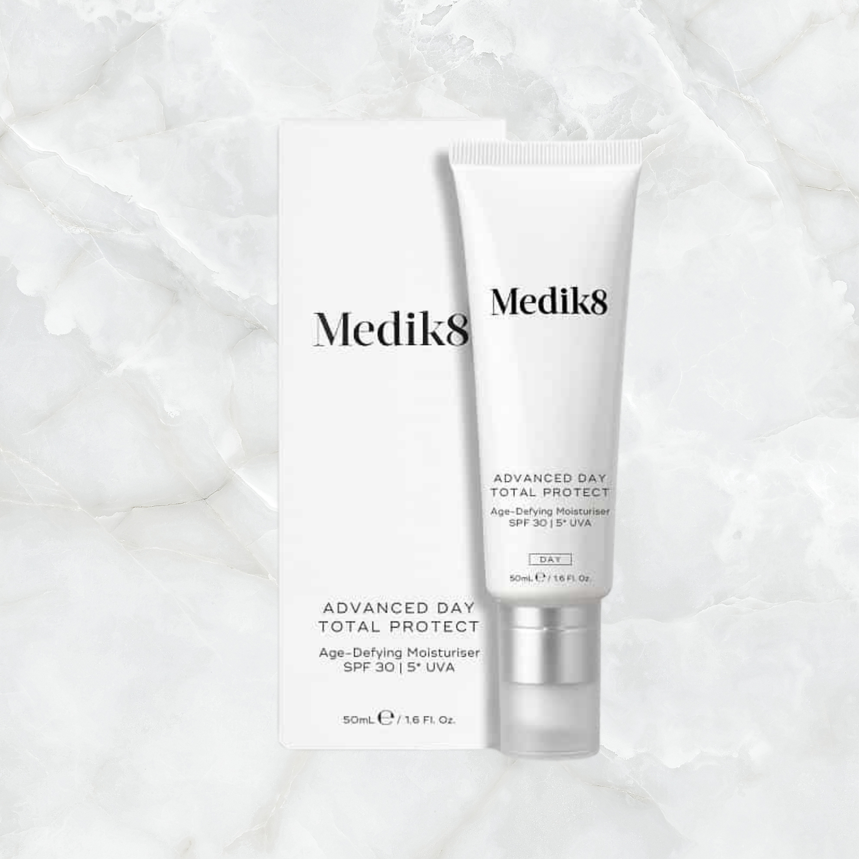 Medik8 skincare product on a textured white background