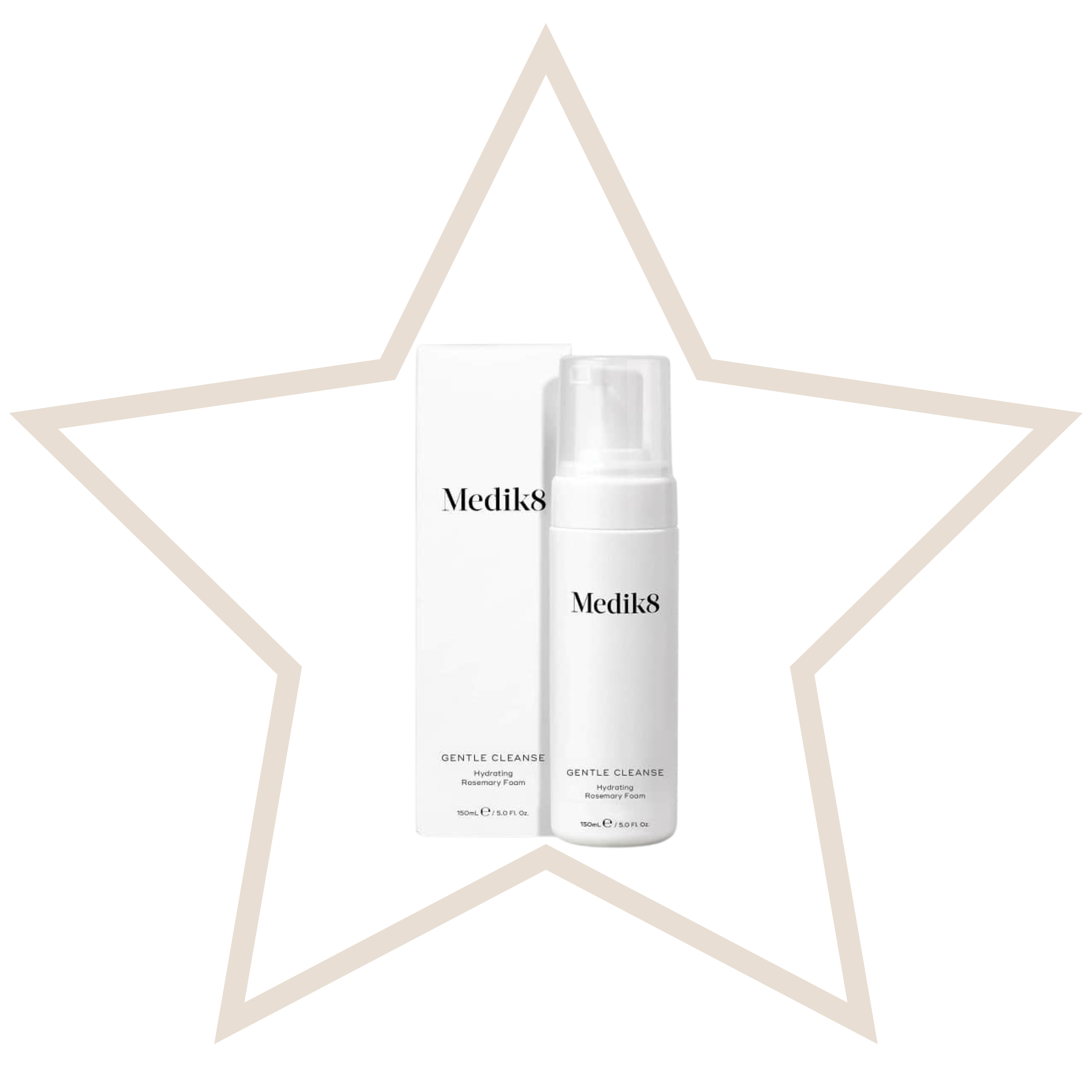 Medik8 gentle cleanse with a star-shaped frame.