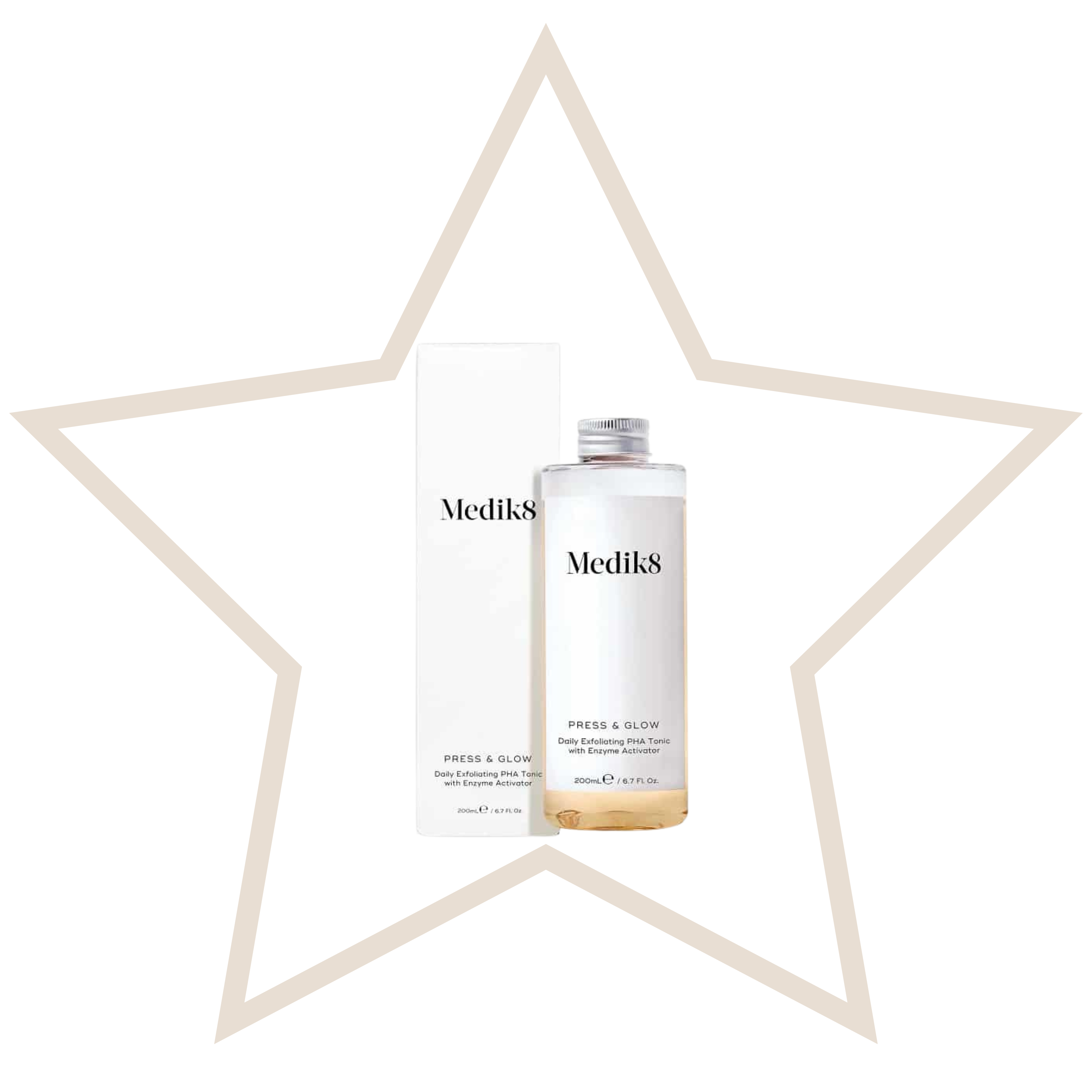 Medik8 skincare product with a star-shaped frame