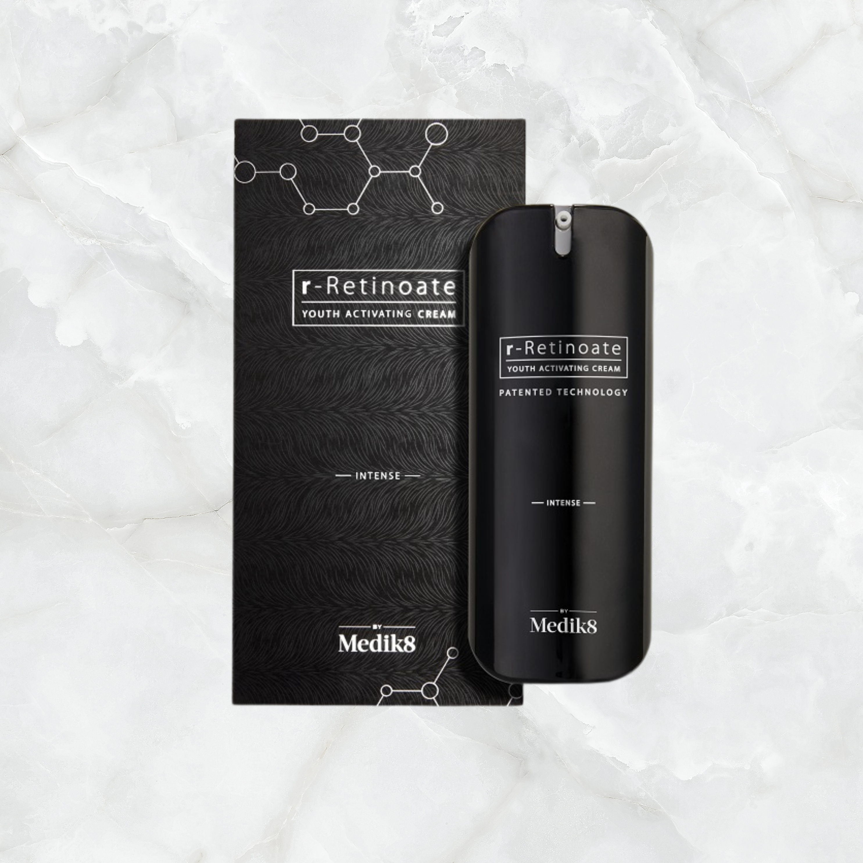Medik8 r-Retinoate youth activating cream packaging on a textured white background