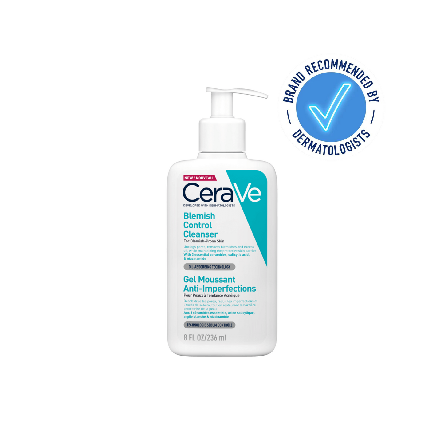 CeraVe Blemish Control Cleanser – Reinigungsmittel gegen Hautunreinheiten, 236 ml