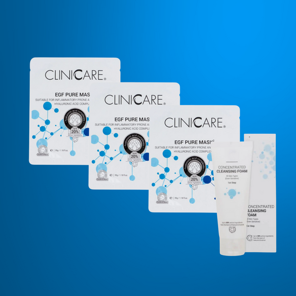 ClinicCare EGF Pure Masks + Concentrated Cleansing Foam Bundle