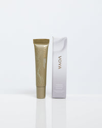 VOYA Visage awakening eye mask in tube packaging next to its box, Voya visage is formulated to gently hydrate and revitalise delicate skin around the eye area
