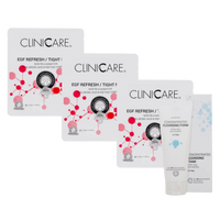 3 ClinicCare Refresh masks and foam cleanser