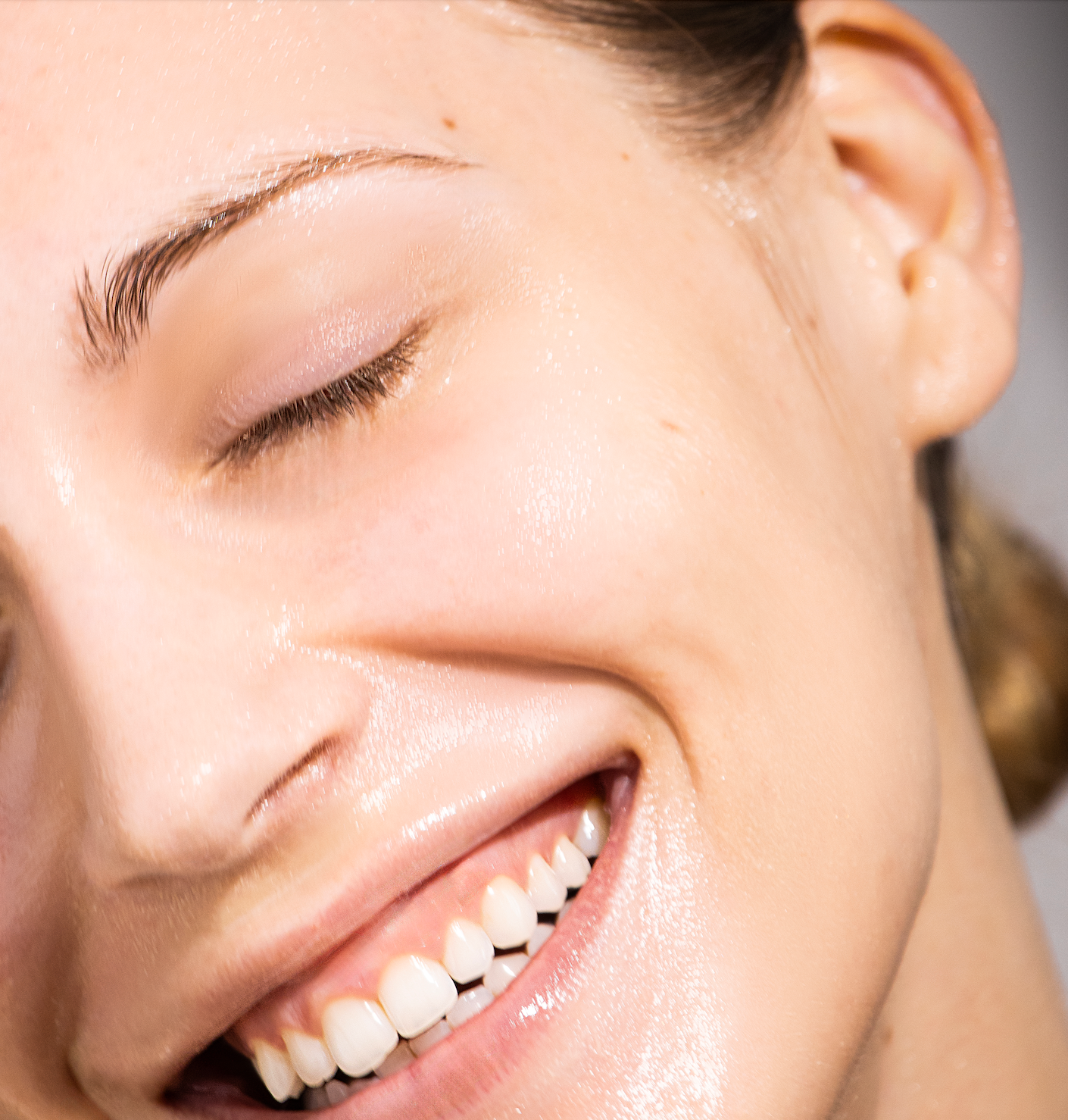 A lady's face after having used the VOYA Hydra Veil Hydrating mask