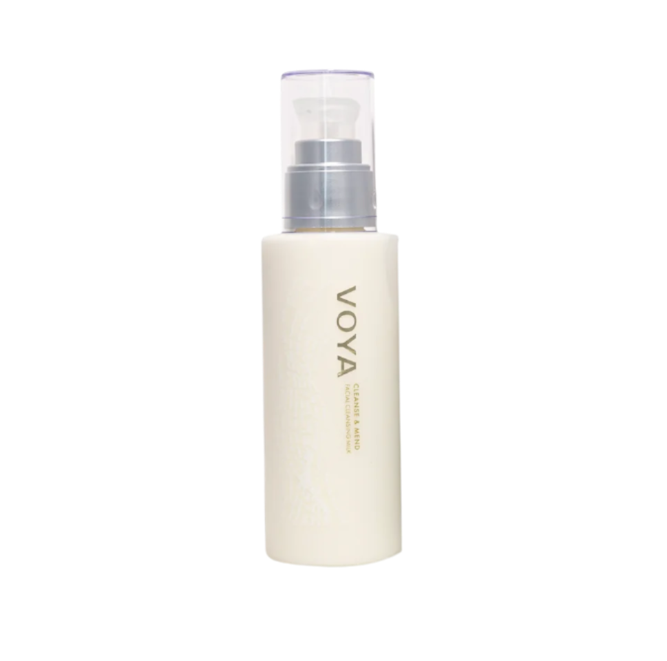 VOYA Cleanse and Mend is a luxurious, silky smooth, velvety facial cleansing milk in pump bottle with clear lid