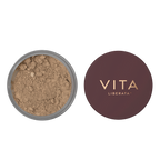 Vita Liberata Trystal Minerals powder with open container on a white background