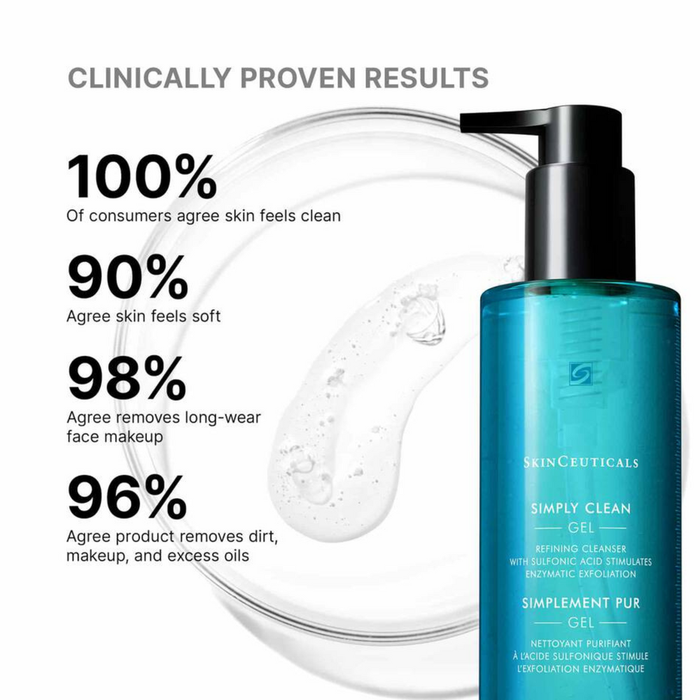 SkinCeuticals Simply Clean Gel 195ml in clear plastic bottle with pump