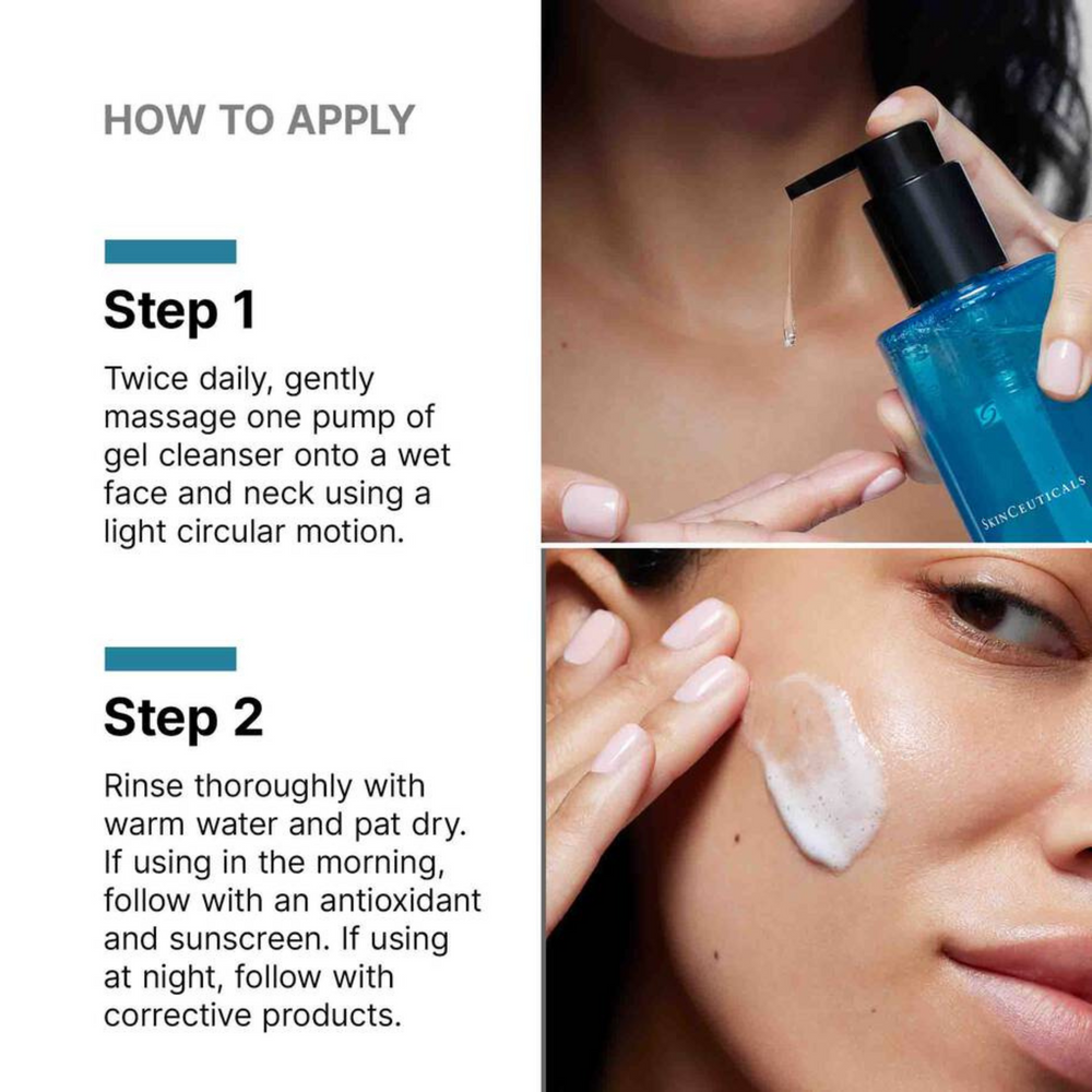 SkinCeuticals Simply Clean Gel 195ml in clear plastic bottle with pump