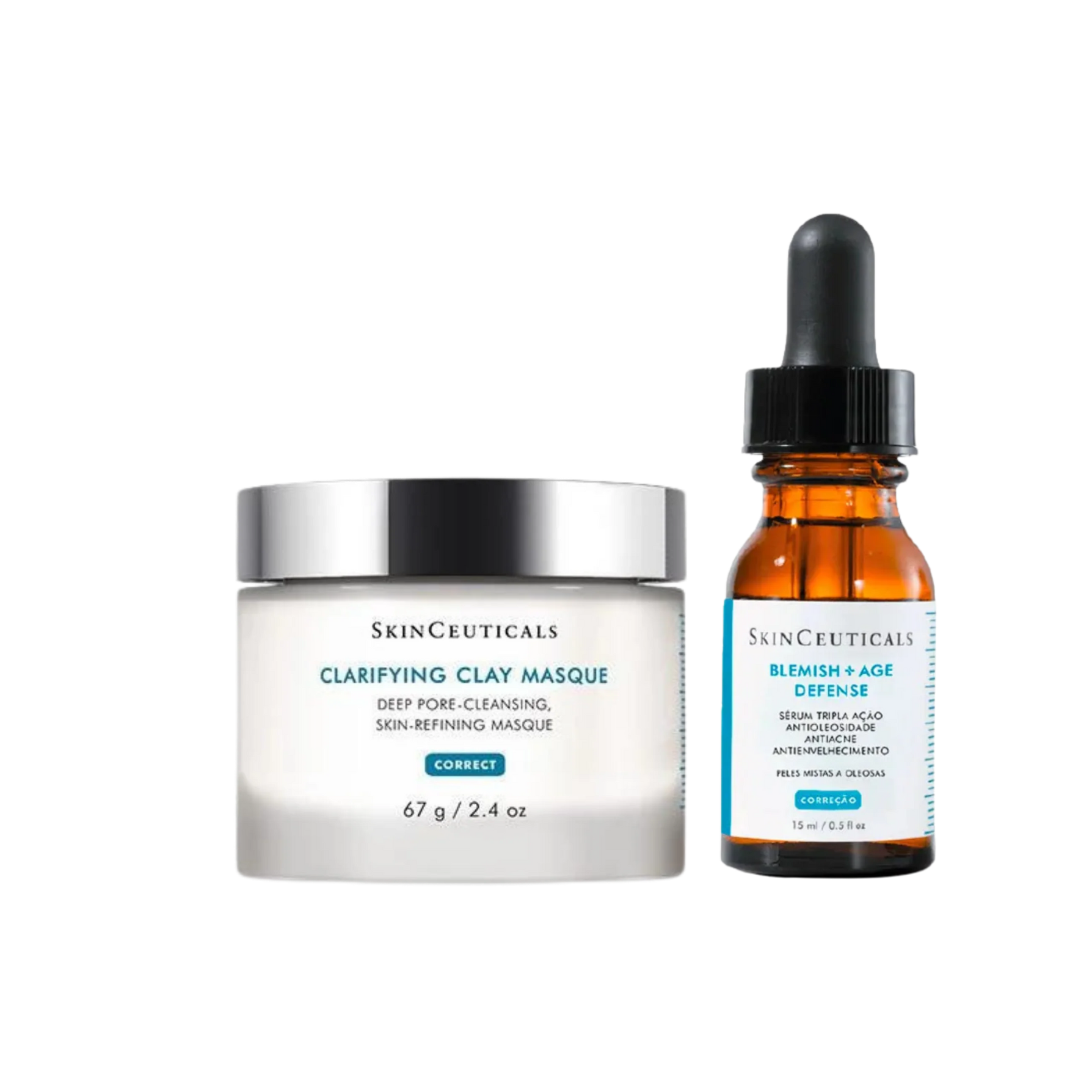 Skinceuticals Clarifying Clay Masque 67g & Blemish + Age Defense Serum 15ml Bundle