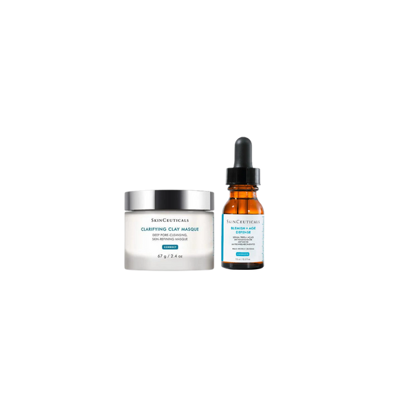 Skinceuticals Oily Skin Clarifying Clay Masque 67g + Blemish +Age Defense Serum 15ml Bundle