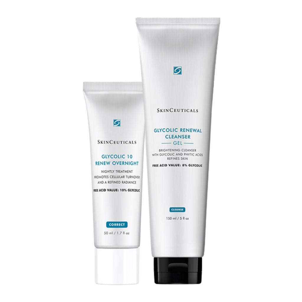 Skinceuticals Glycolic Renew Glycolic Renewal Cleanser 150ml + Glycolic 10 Renew Overnight 50ml Bundle