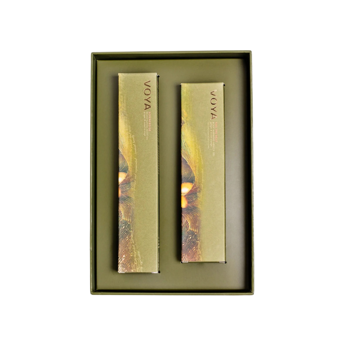 VOYA Land of Resilience Bodycare Recovery Duo, Feel the Heat Body Warming Gel (100ml), Serenergise Rejuvenating Body Oil (100ml) in box