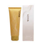 Voya Cast Away Cleansing Facial Wash in gold tube packaging next to its box