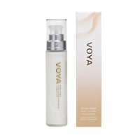 Voya Even Pure Light Calming Moisturiser in glass bottle standing next to its box