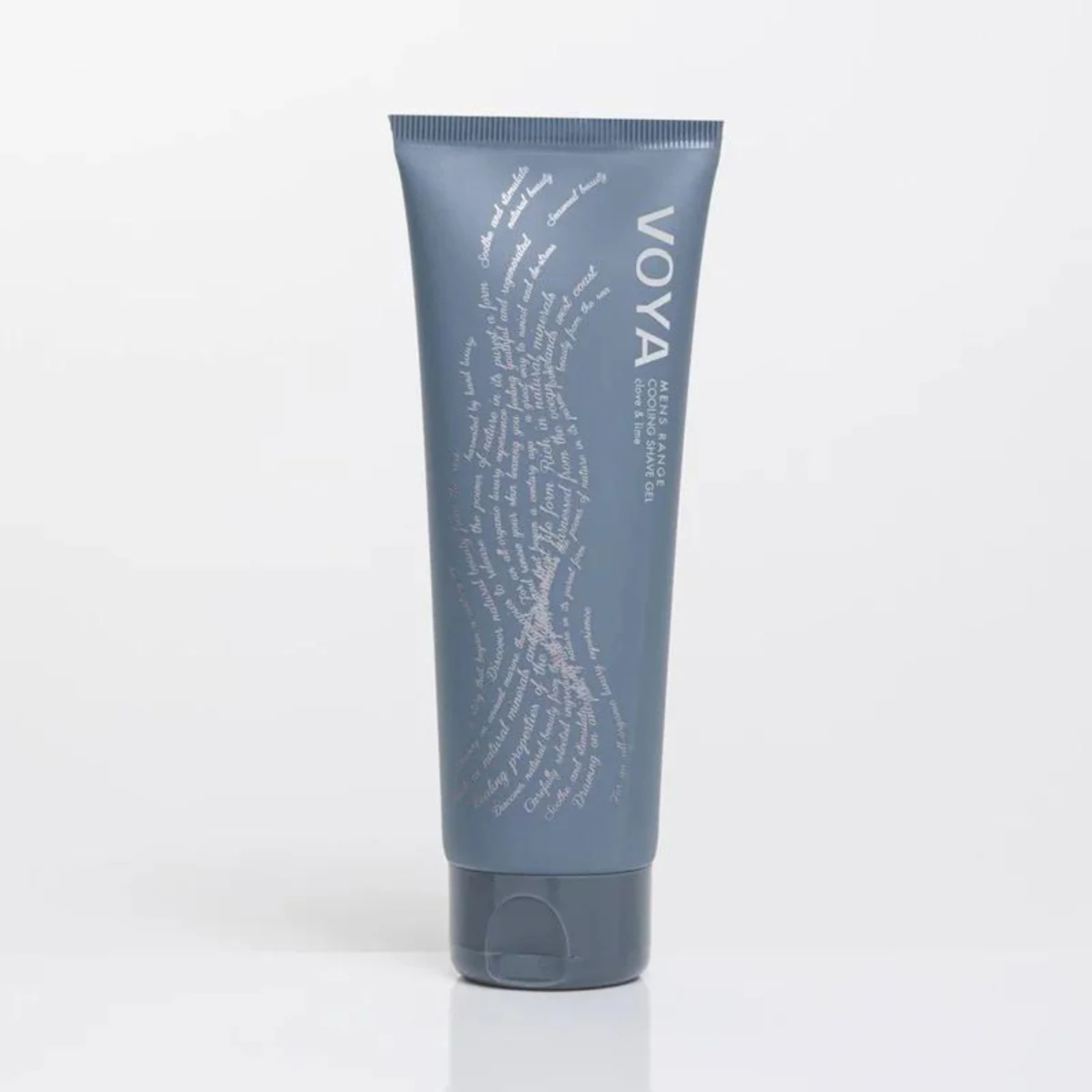 VOYA Men's Cool Shave Gel in blue tube packaging