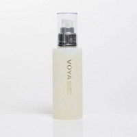 Skincare bottle with 'VOYA' branding on a white background