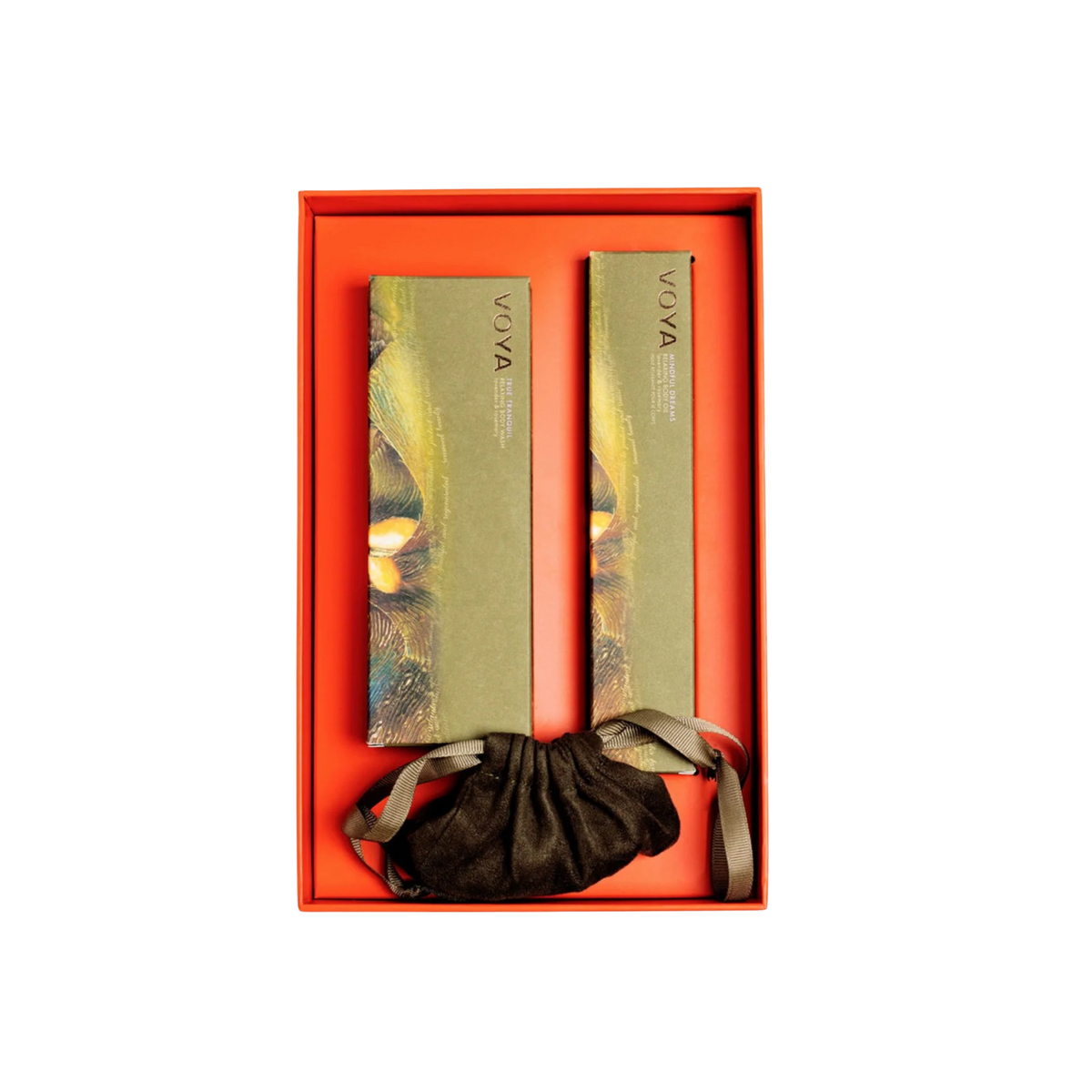 VOYA Land of Inner Strength Gift Set box - True Tranquil Relaxing Body Wash (200ml), Mindful Dreams Relaxing Body Oil (100ml), Bian Stone Body Gua Sha