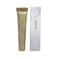 Voya Visage Awakening Eye Mask in gold tube packaging next to its box