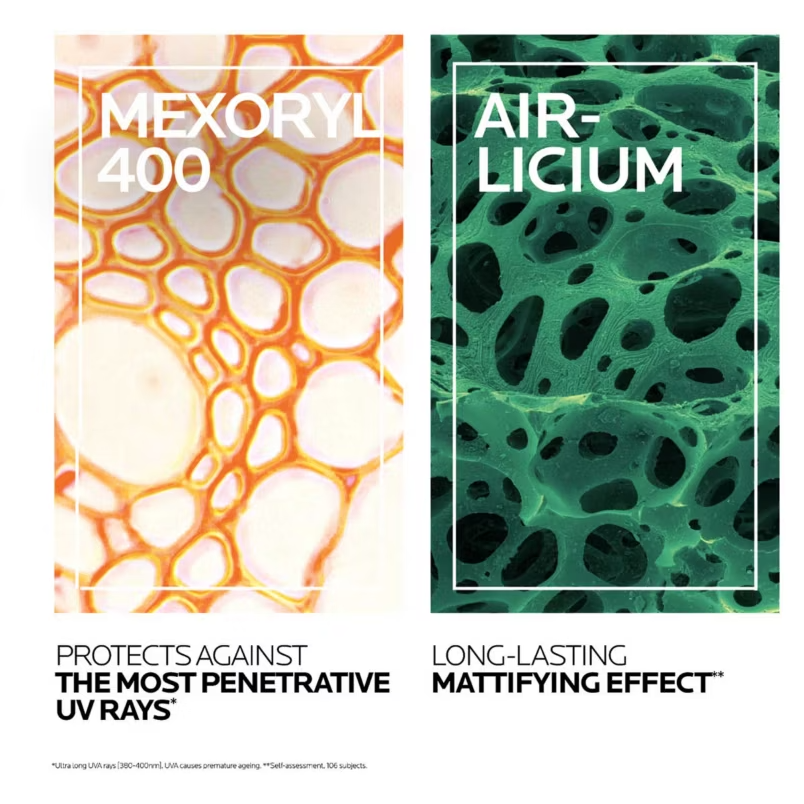 La Roche Posay Anthelios UVMune Oil Control fluid spf50+ 50ml ingredients Mexoryl400 and Air-licium and their uses