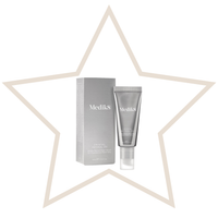 Medik8 skincare product and packaging on a white background with a star-shaped frame.