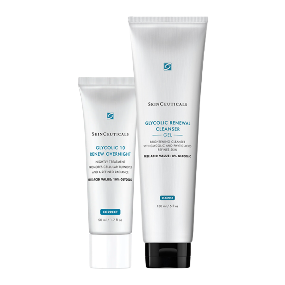 SkinCeuticals Glycolic Renew Glycolic Renewal Cleanser 150ml + Glycolic 10 Renew Overnight 50ml Bundle