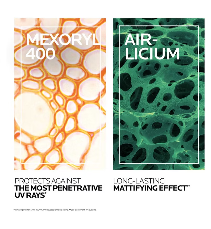 La Roche Posay Anthelios UVMune Oil Control fluid spf50+ 50ml ingredients Mexoryl400 and Air-licium and their uses