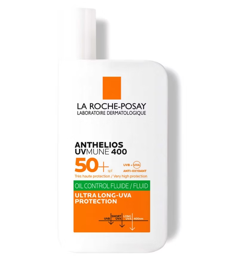 La Roche Posay Anthelios UVMune Oil Control fluid spf50+ 50ml bottle on white background