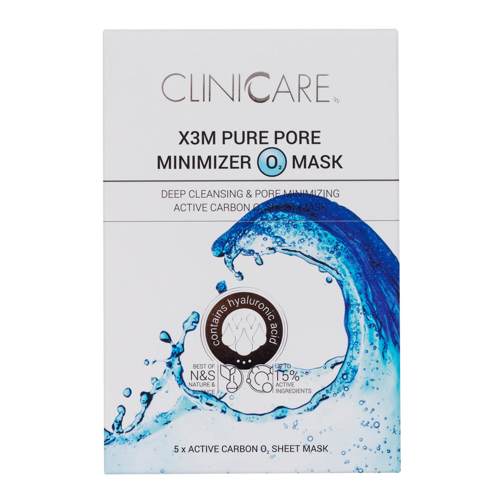 ClinicCare X3M Pure Acne Pore Minimizer Charcoal Sheet Mask x5